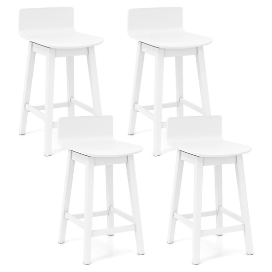SUGIFT Set of 4 White 24.5 in Counter-Height Swivel Bar Stools