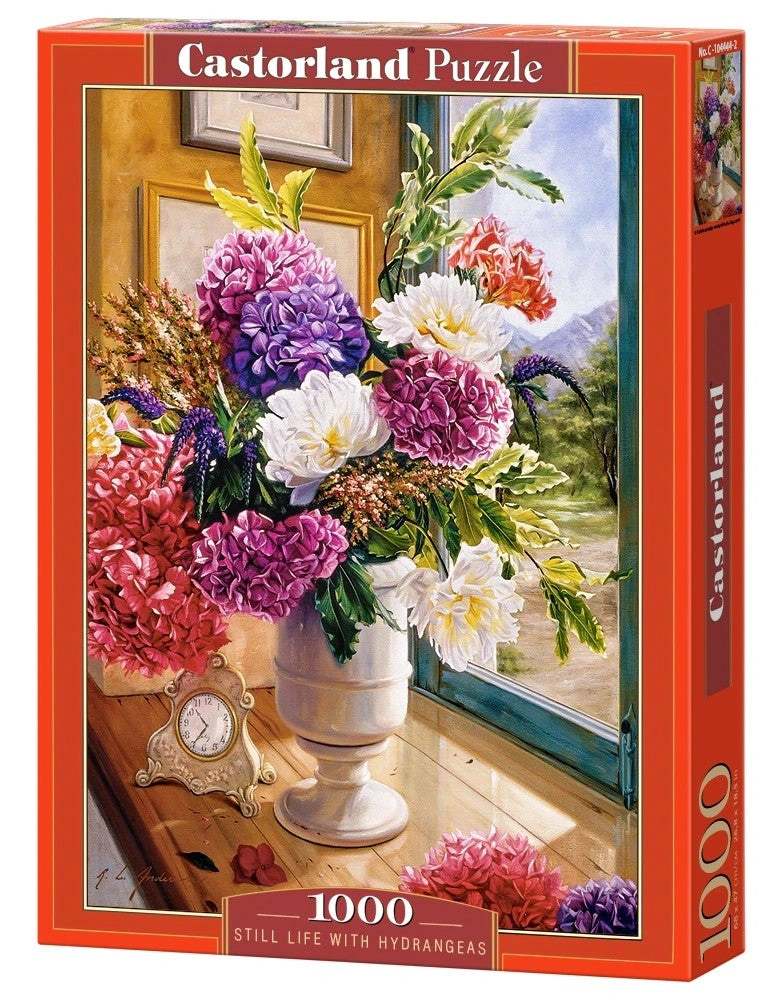 CASTORLAND 1000 Piece Jigsaw Puzzles, Still Life with Hydrangeas, Flower puzzles, colorful plants, Classic, C-104444-2