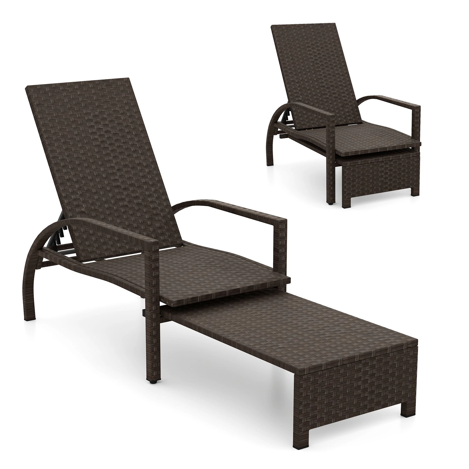 SlickBlue Adjustable Patio Recliner with 6-Position Backrest and Metal Frame