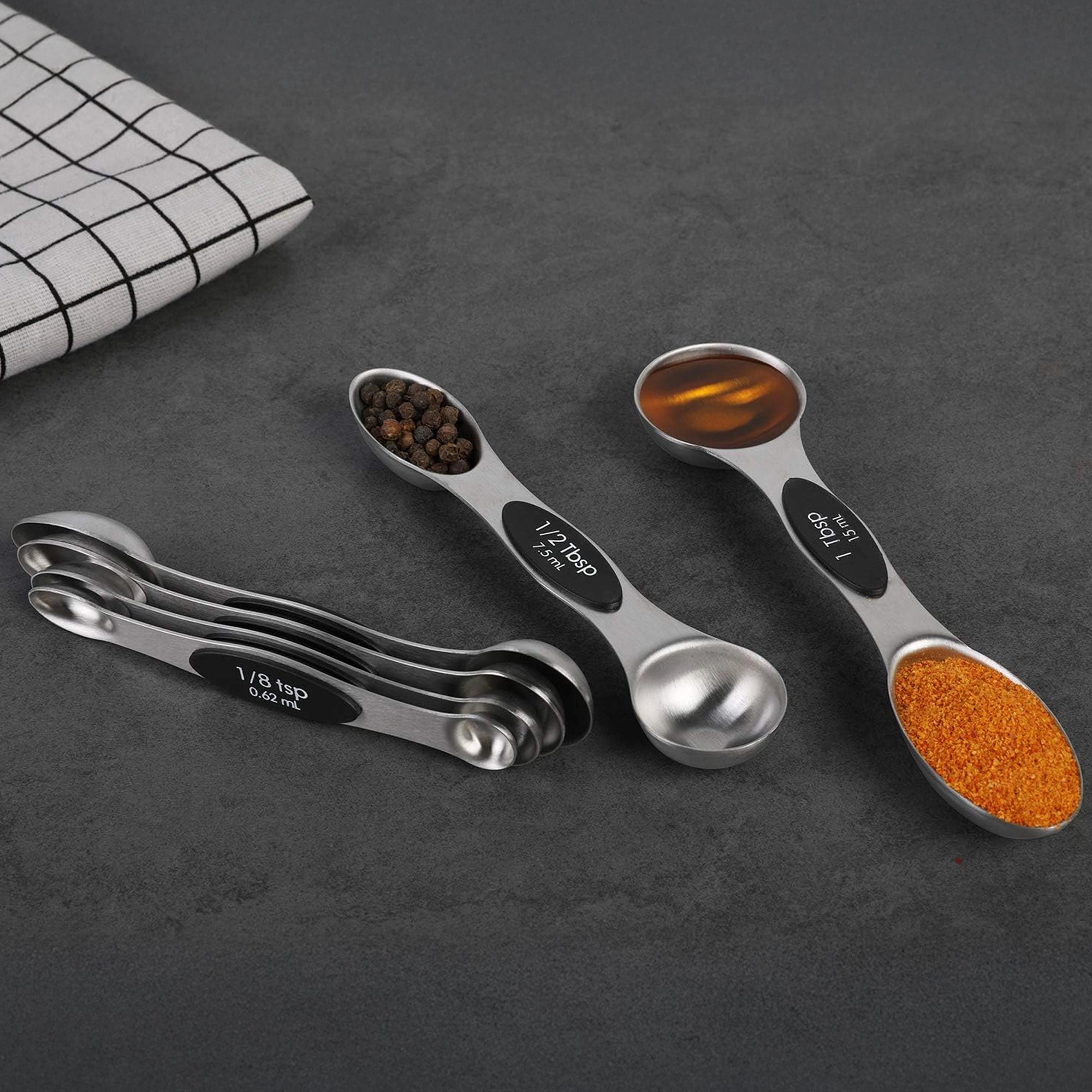 Cheer Collection Magnetic Stainless Steel Measuring Spoons Set, 8 Piece