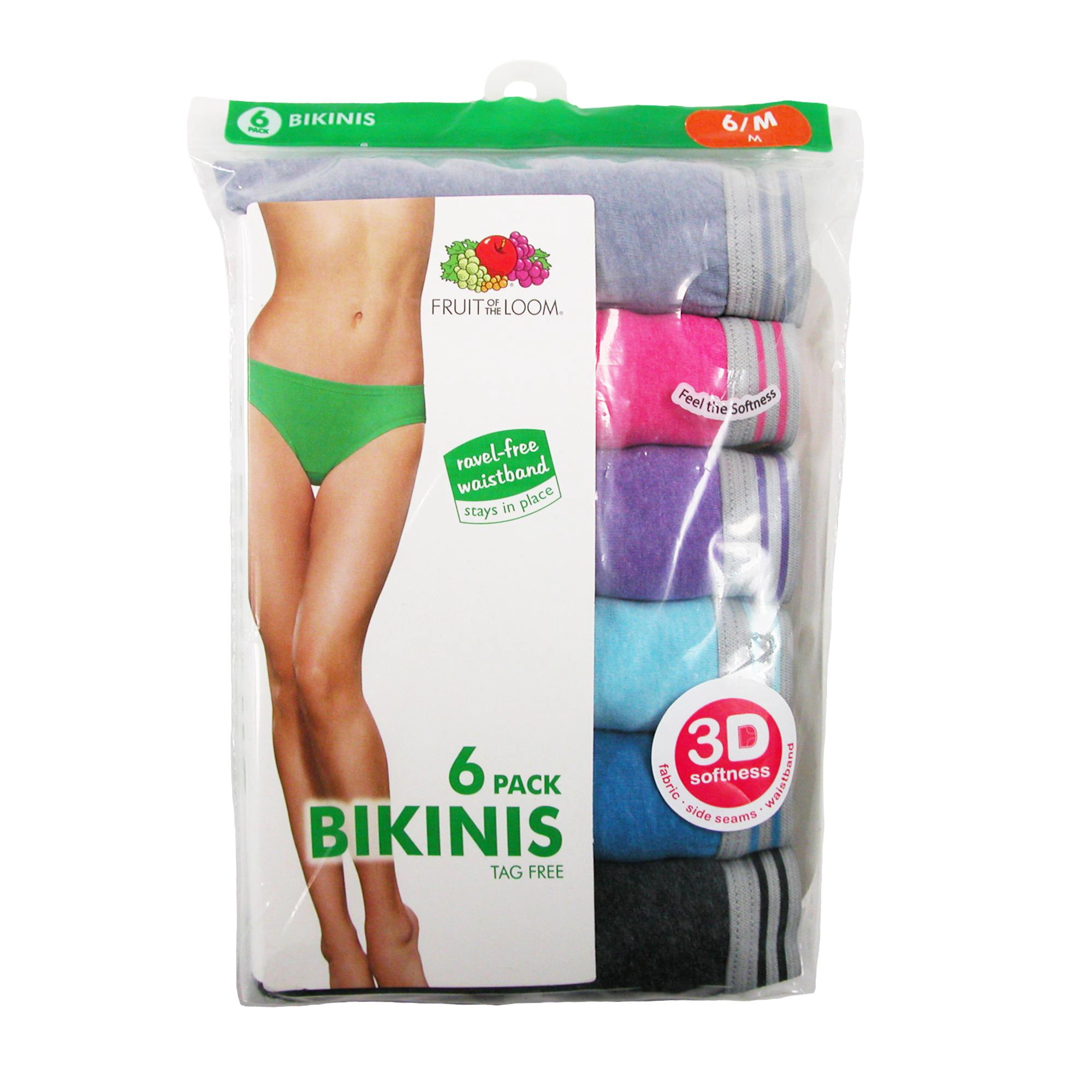 Fruit of the Loom Women's Heathered Bikini Underwear (Pack 6)
