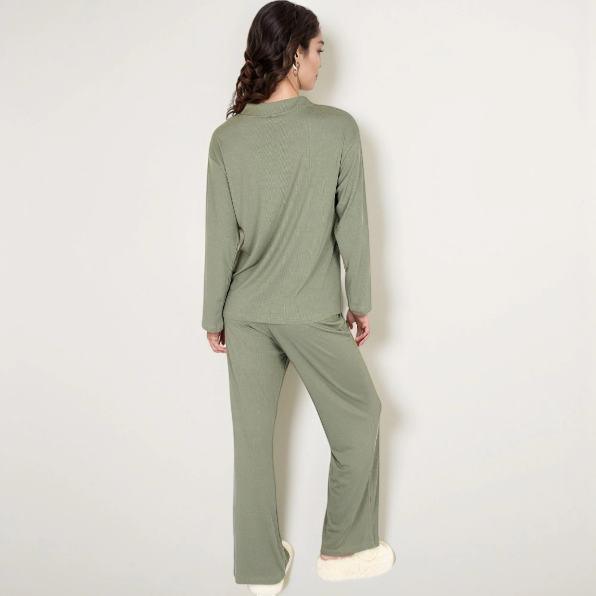 Anna-Kaci Women's Henley Pajama Set with Long Sleeve Button Front Top Relaxed Fit and Full-Length Stretch Lounge Pants