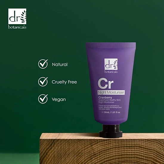 Dr Botanicals Cranberry Superfood Night Moisturiser 30ml - Anti-Aging Hydrating Night Cream