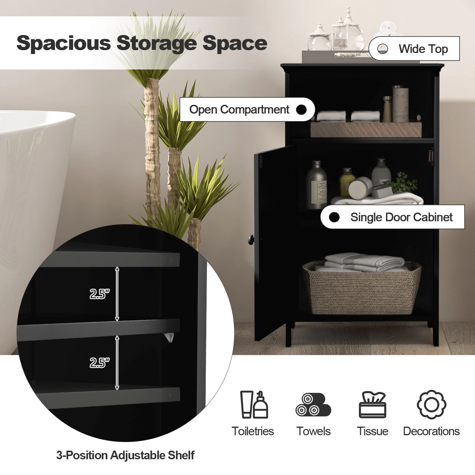 SlickBlue Compact Bathroom Organizer Cabinet for Home and Multiple Rooms