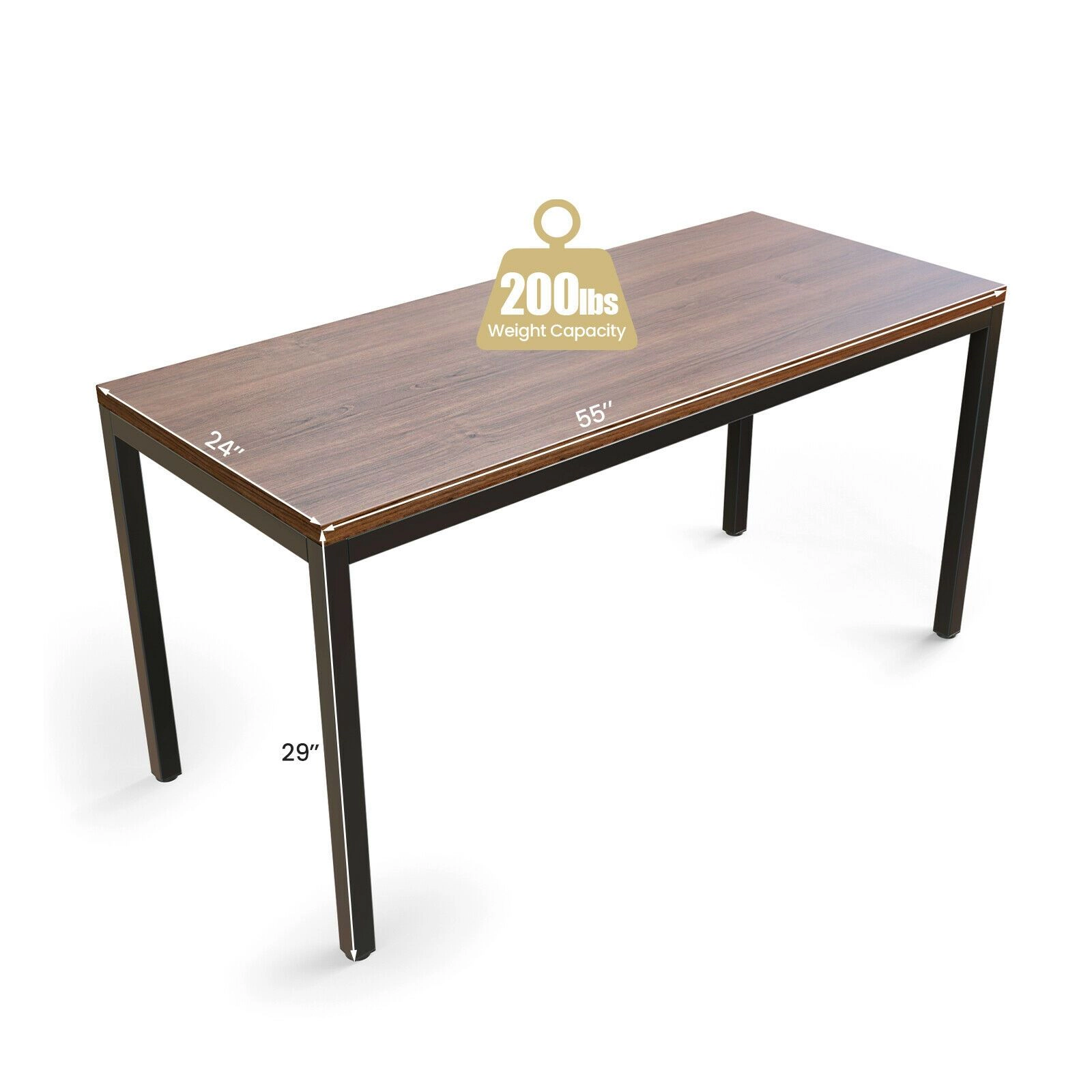 SlickBlue Brown Conference Table with Steel Frame and Adjustable Feet