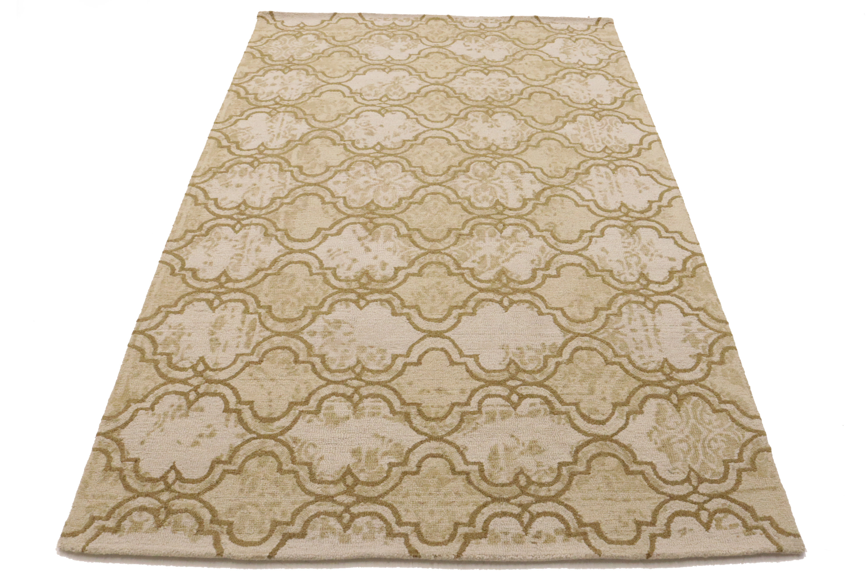 Magic Rugs 5'0 X 8'0 Beige-Brown Trellis Hand-Tufted Modern Wool Rug