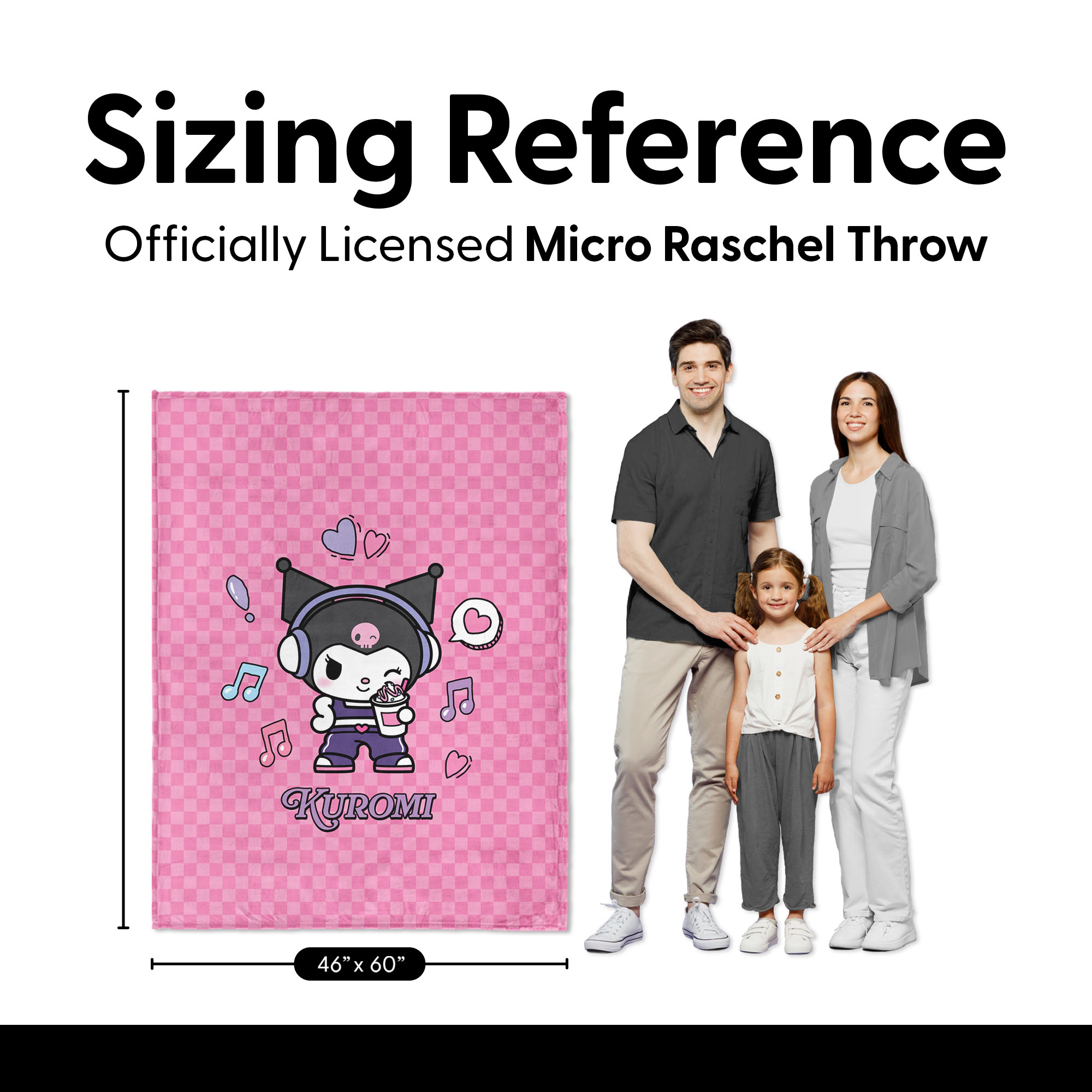 Sweet Home Collection Kids Pop Kuromi Micro Raschel Throw Blanket 46"x60"