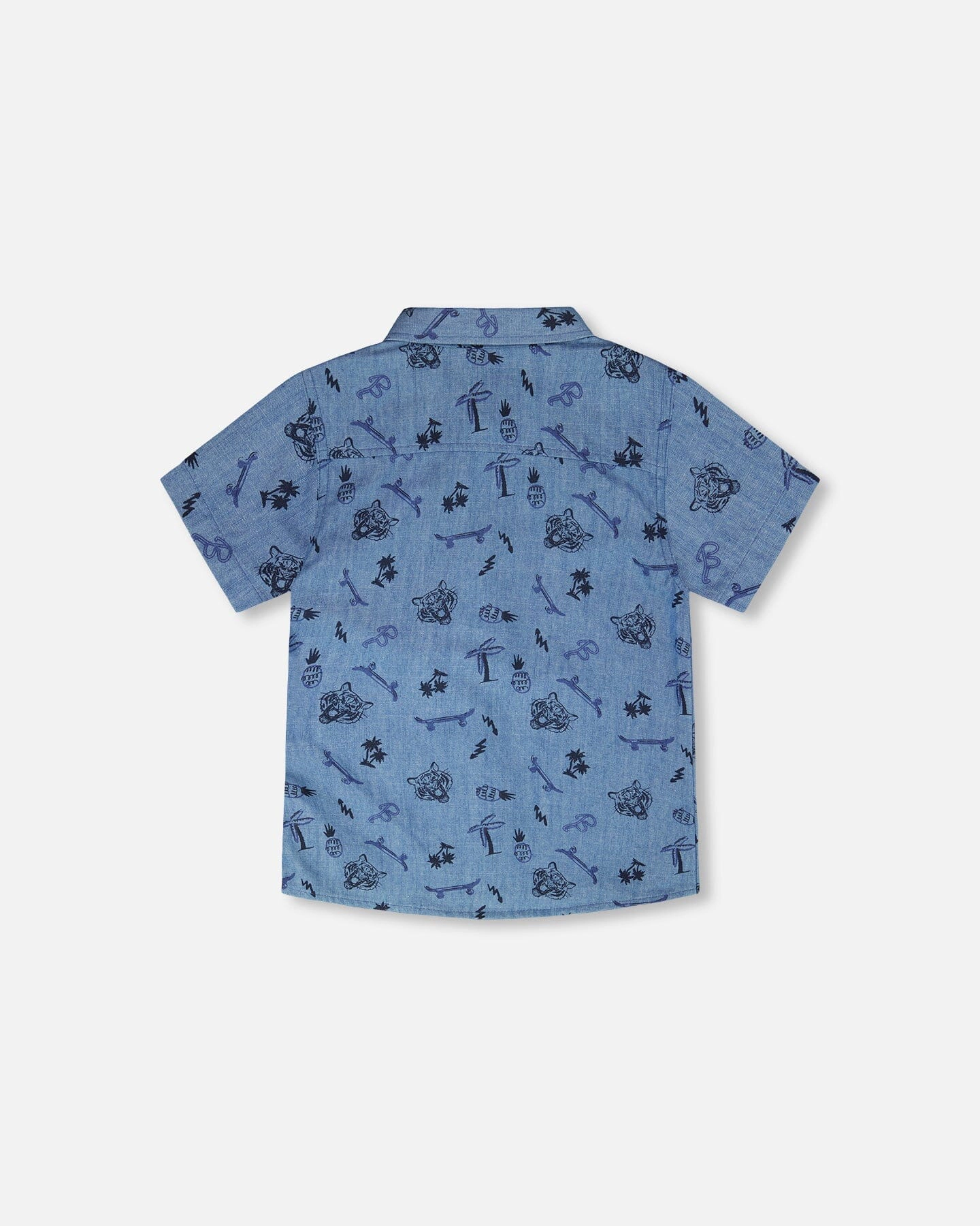 Deux par Deux Boys Chambray Short-Sleeve Shirt Printed Skateboards