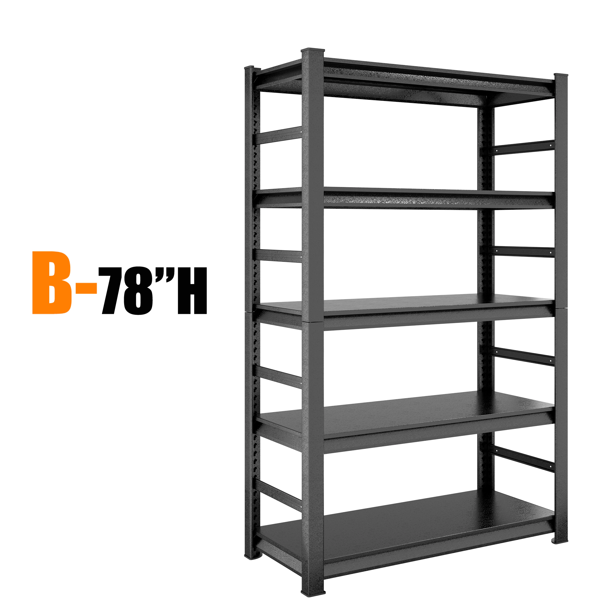 Flynama 5 Tier Heavy Duty Steel Shelving 78 in. H Adjustable Storage Rack for Kitchen and Garage Easy Assembly