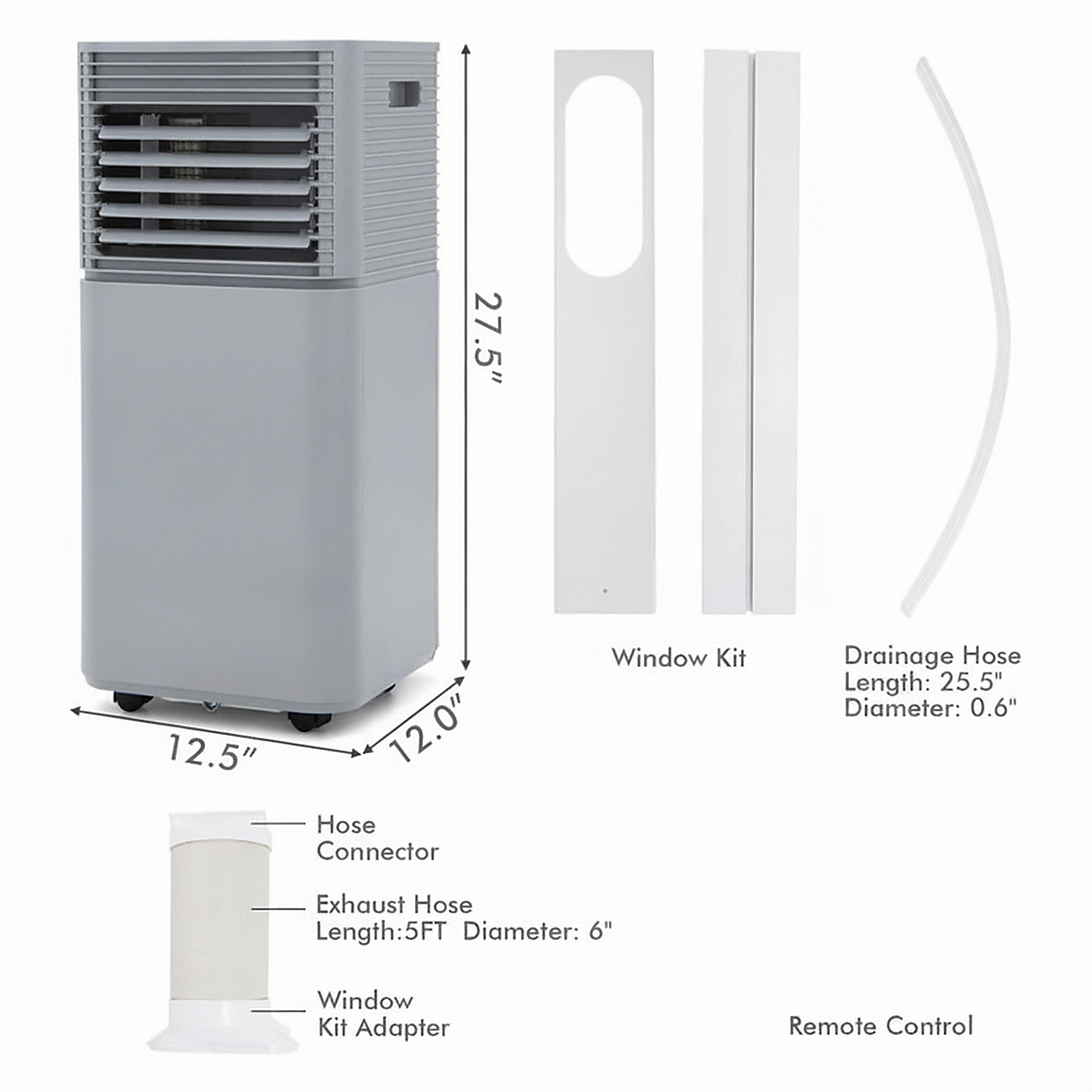 SUGIFT 8000 BTU 3-in-1 Portable Air Cooler with Dehumidifier and Fan Mode 230-sq-ft Coverage 40-Pint Dehumidifier Gray