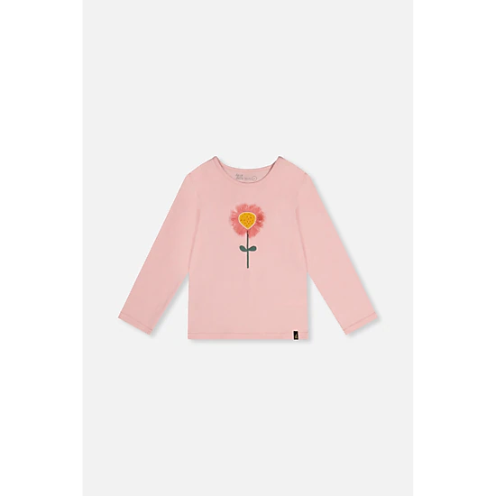 Deux par Deux Girls 3D Strawberry-Flower Embroidered Organic Cotton Long Sleeve T-Shirt