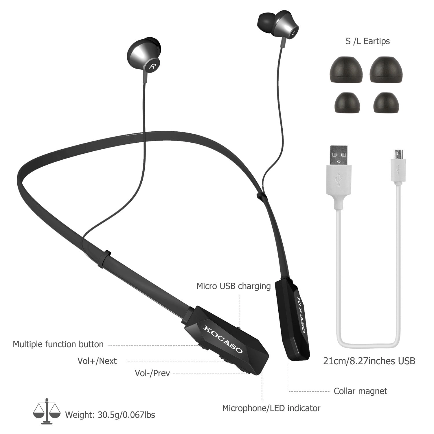 GBruno Wireless Magnetic Neckband Headphones