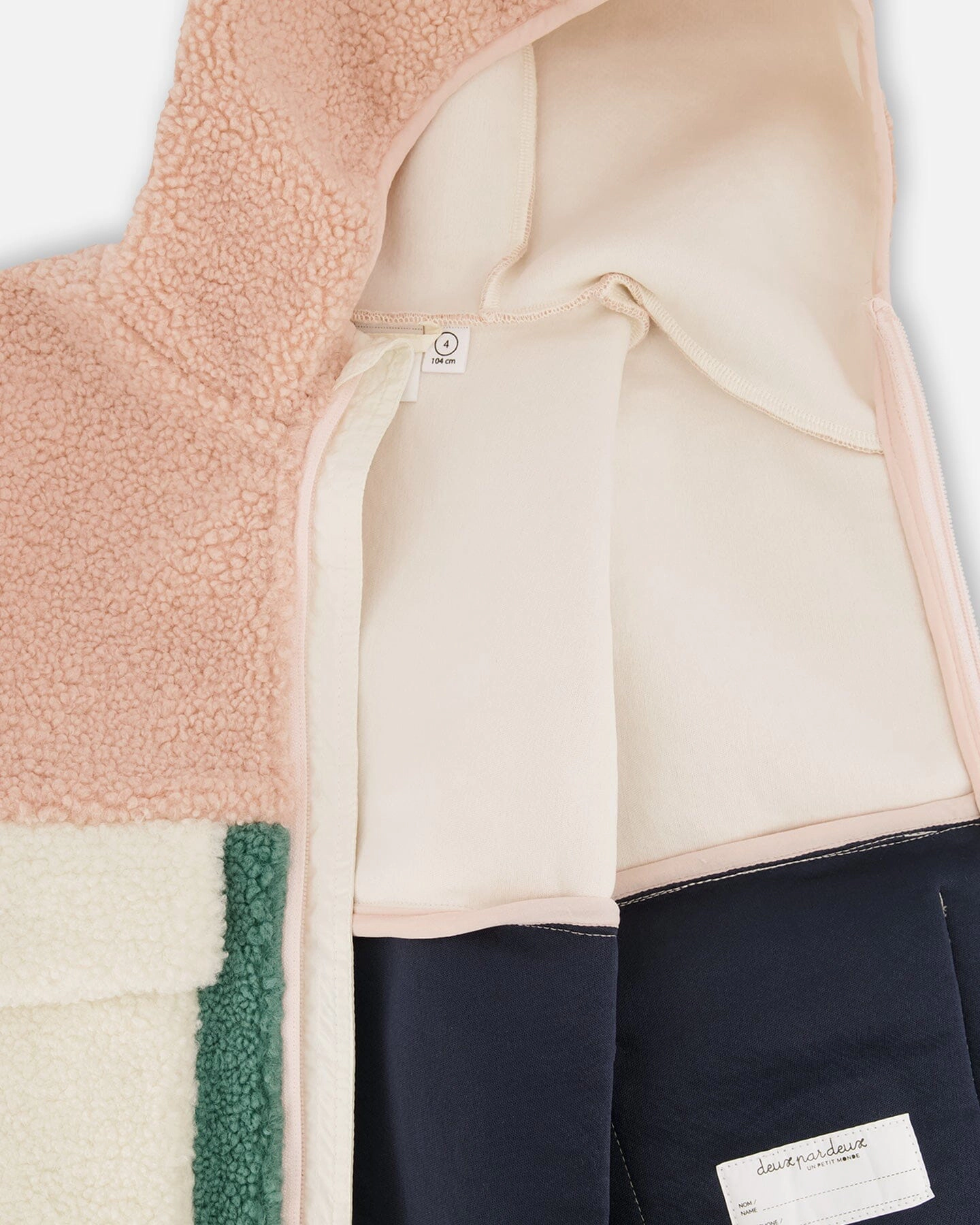 Deux par Deux Girls Colorblock Zip Front Sherpa Fleece Jacket