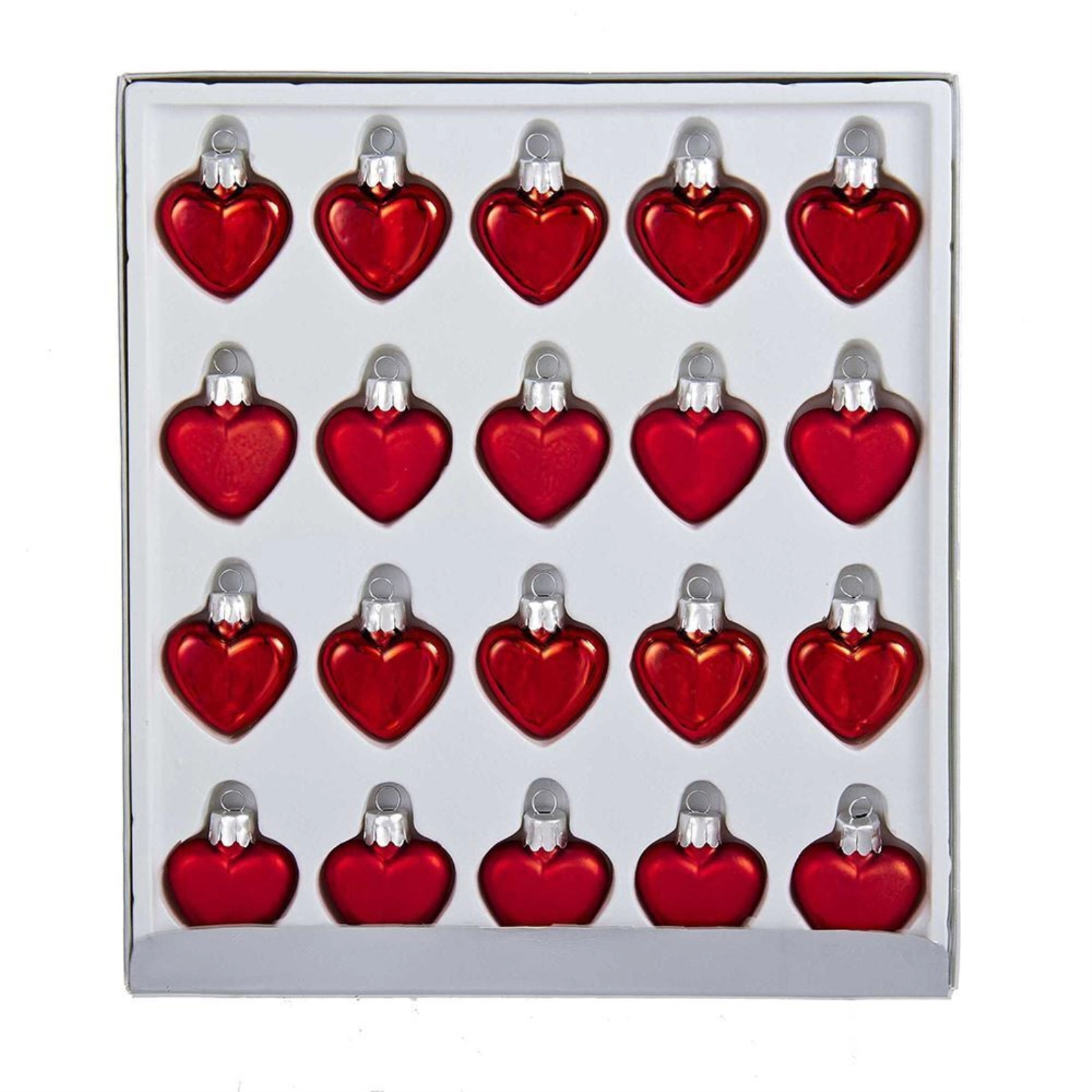 Kurt Adler Petite Treasures Mini Red Heart Glass Ornaments 20 Piece Set 1 inch
