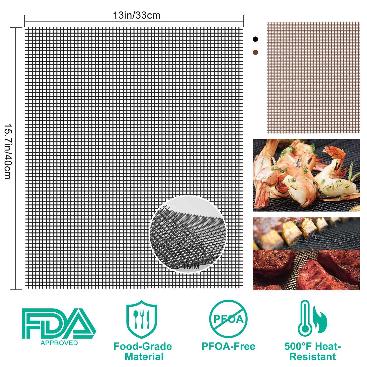 GBruno Non-Stick Reusable BBQ Grill Mat