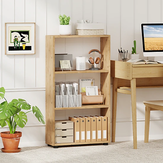 Costway 42'' Bookshelf 3-Tier Bookcase w/Anti-Tipping Kit for Living Room Home Office White