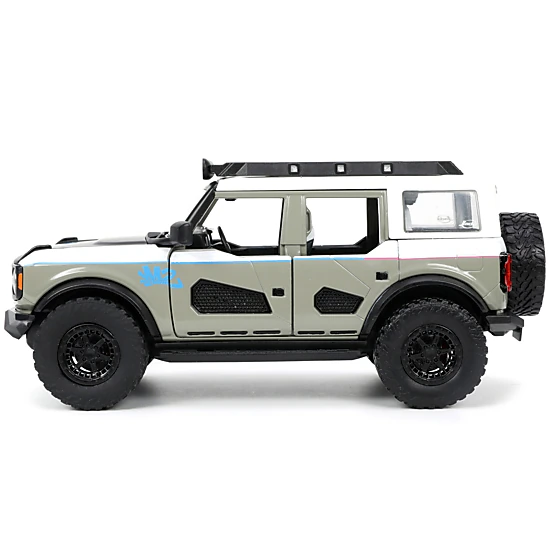 Jada Collectible 2021 Ford Bronco Gray And White With Matt Black Hood Roof Rack "M2 Motoring" "Just Trucks" Series