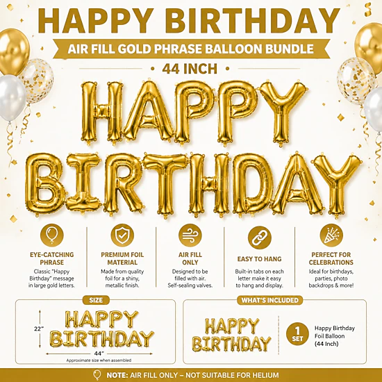 LoonBalloon 44 Inch Gold Foil 