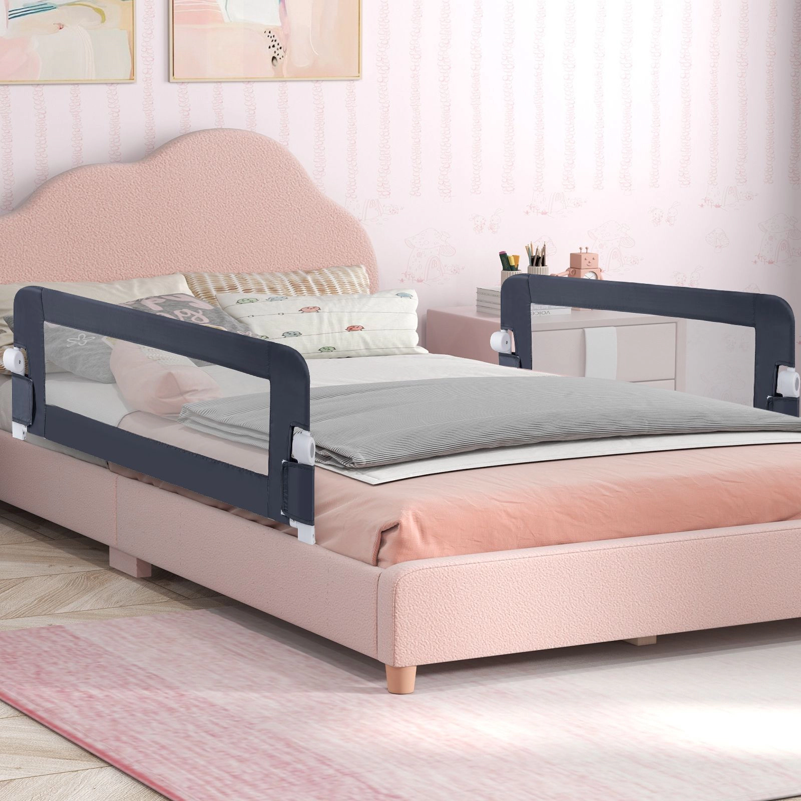 SlickBlue Toddler Bed Rail Guard with Foldable Safety Design