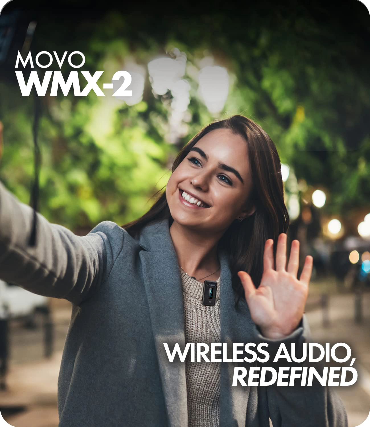 Movo WMX-2 Wireless Camera Microphone with Charging Case - Lavalier Mic for DSLR Cameras, Vlogging, Content Creation