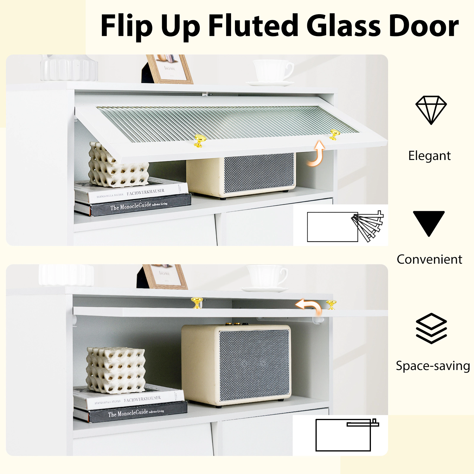 SlickBlue Accent Storage Cabinet with Drawers and Glass Door, Gray Organizer for Living Room Bedroom