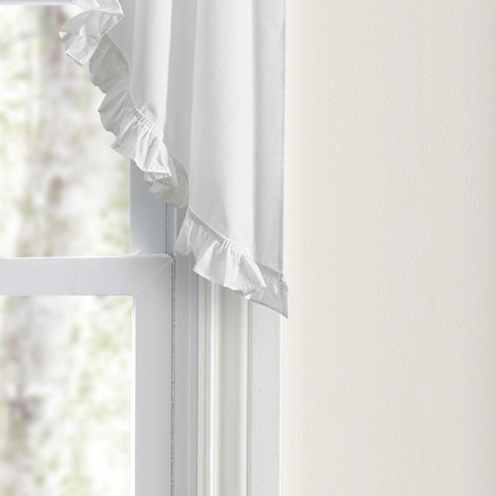 Ellis Home Classic Narrow Ruffle White Color Rod Pocket Swag Curtain Panel, 86" X 38"