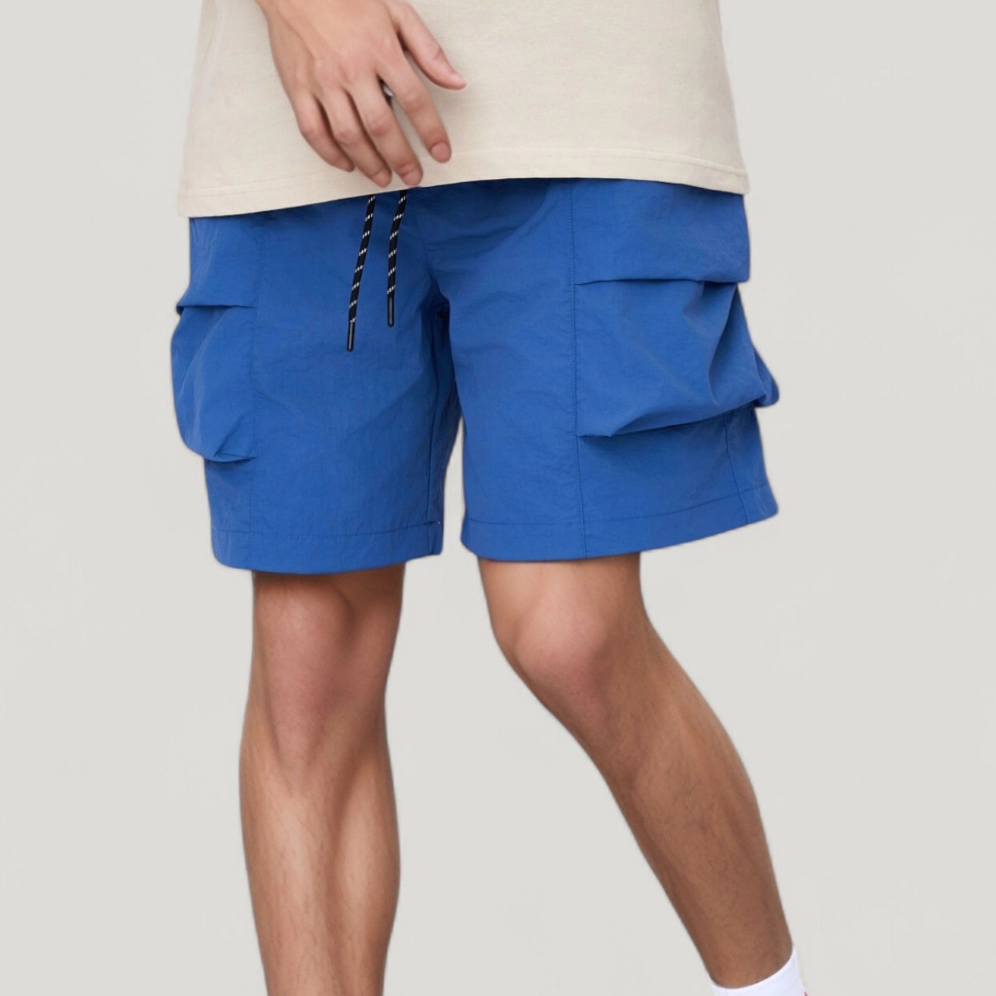 Anna-Kaci Men's Cargo Pocket Drawstring Shorts with Relaxed Fit and Elastic Waist