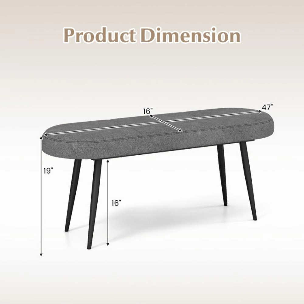 Hivvago 47 Inch Upholstered Entryway Bench with Heavy-duty Metal Frame
