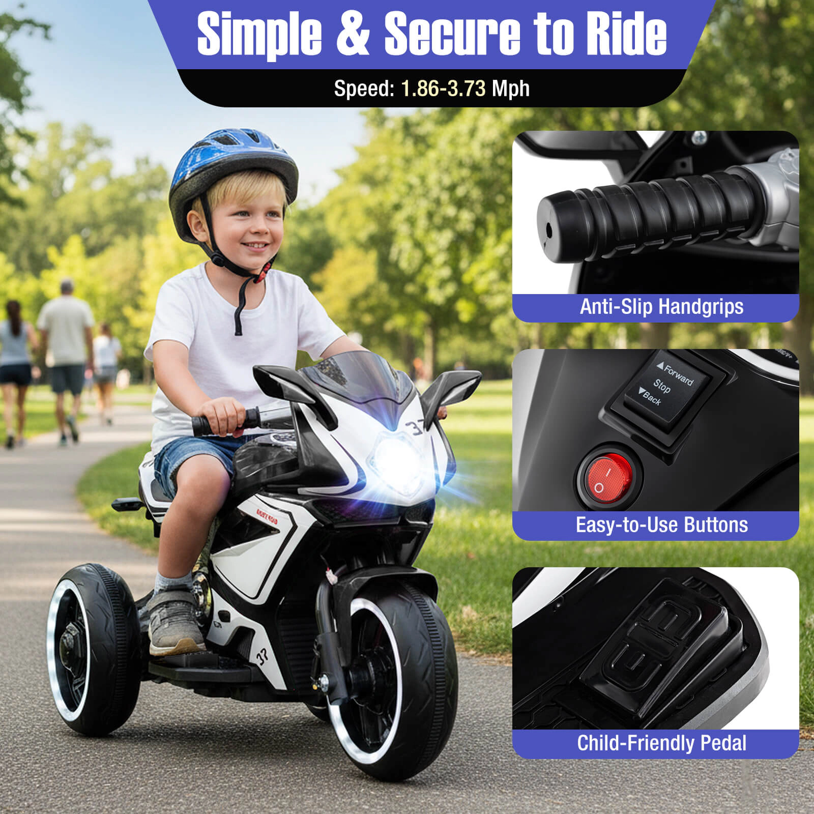 Costway Kids Ride on Motorcycle 6V Battery Powered Mini Electric Motorbike with LED Lights