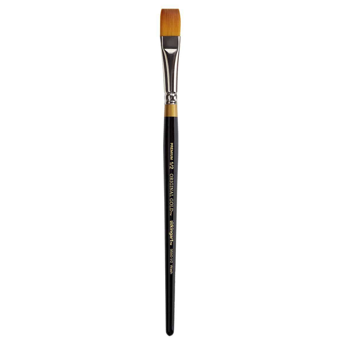 KINGART Original Gold 9550 Square Wash Golden Taklon Brush