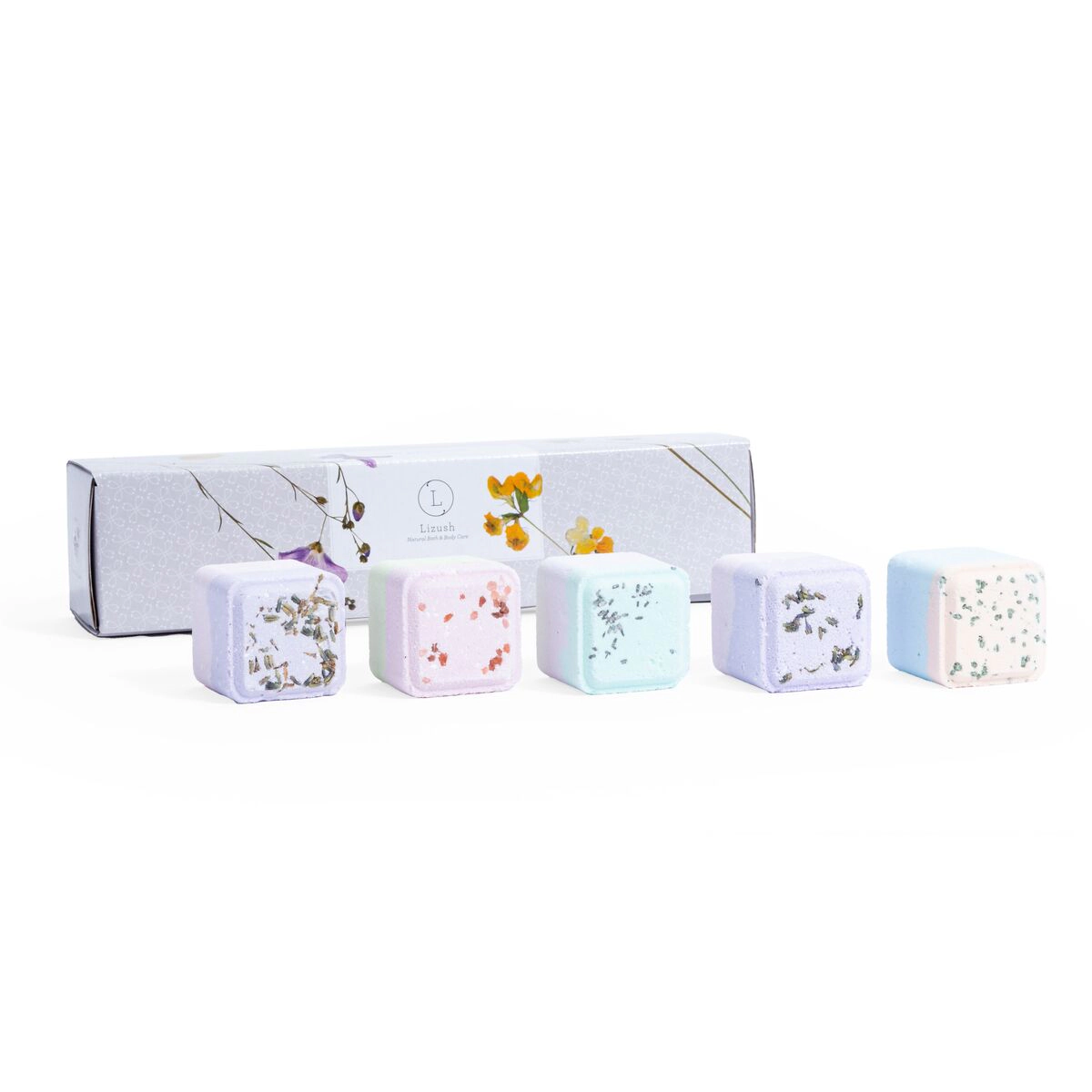 Lizush Mixed Scents Shower Steamers Gift Set - 5 Large Fizzies, Lavender Mint Grapefruit Eucalyptus