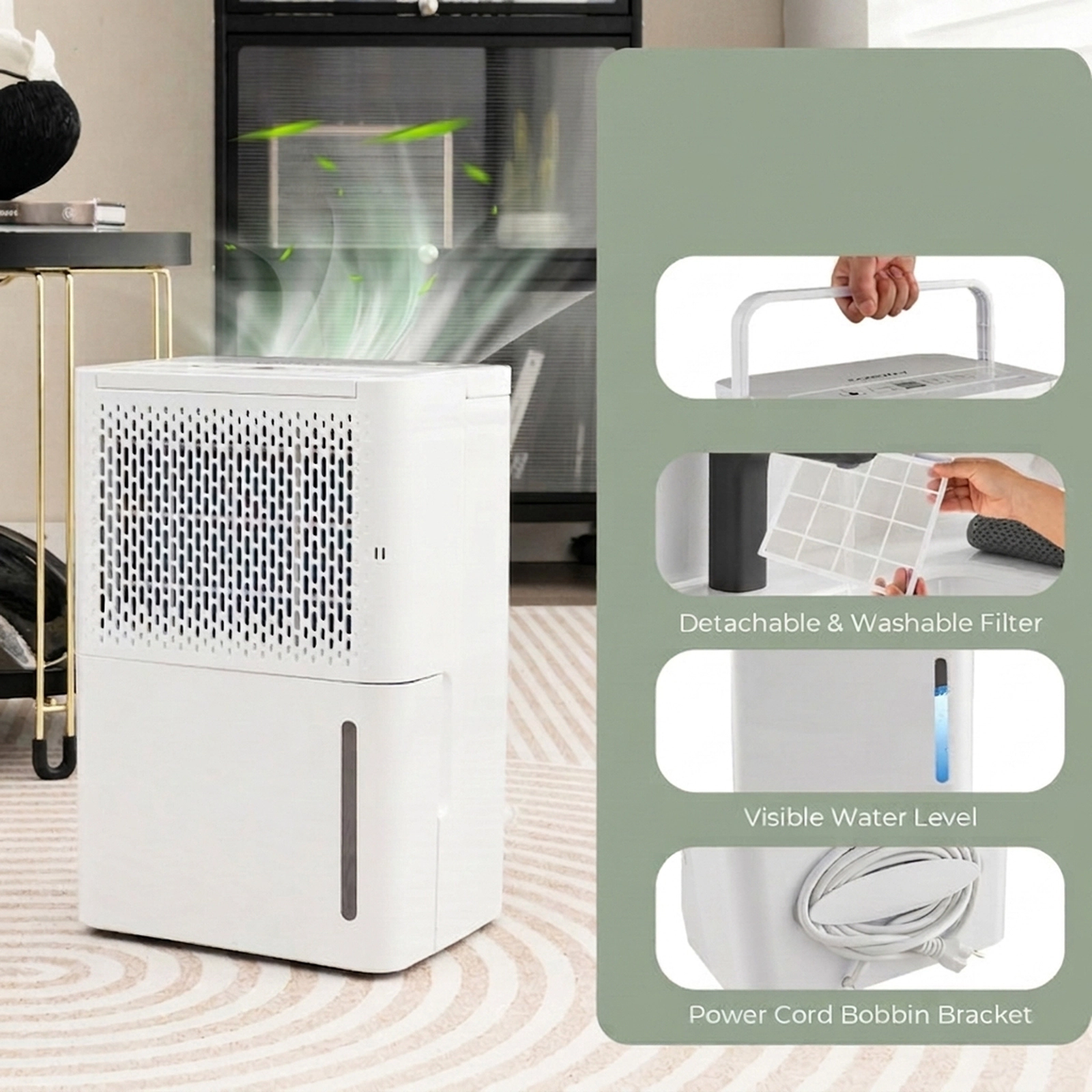 SUGIFT White 2000-Sq-Ft 32-Pint Dehumidifier with Continuous Drying and Auto Modes 10.5-in W 8-in D 16-in H