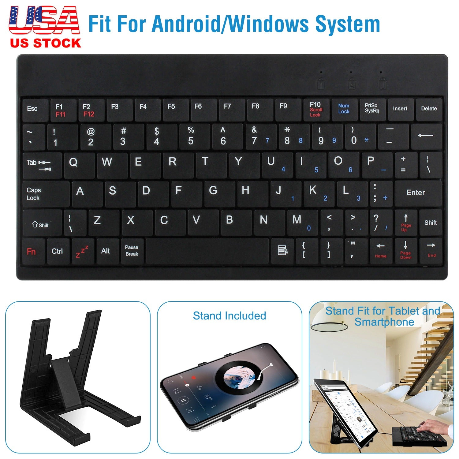 GBruno 80-Key Wired USB Keyboard With Tablet Stand