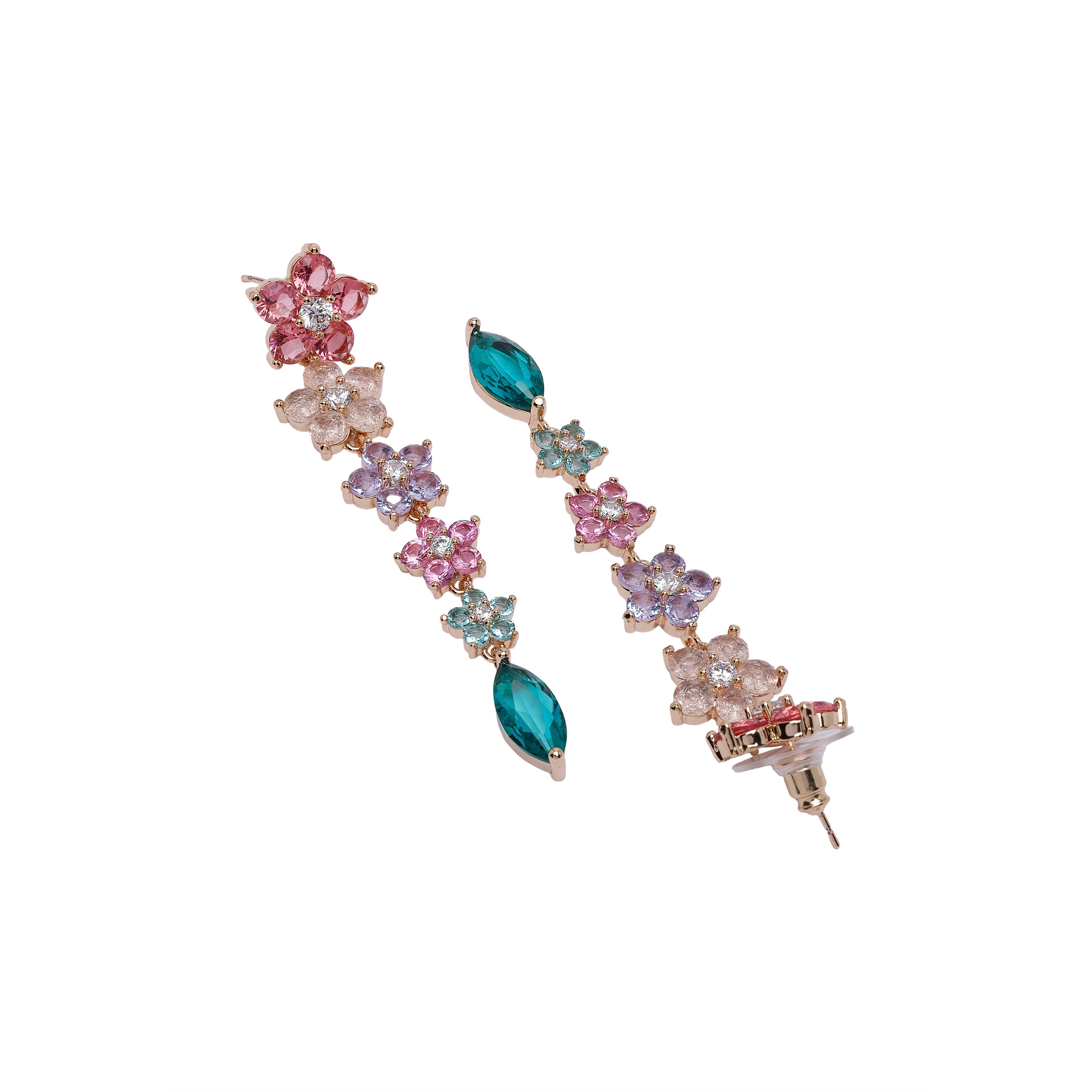 AGP PARIS Womens Diva Floral Long Drop Earrings