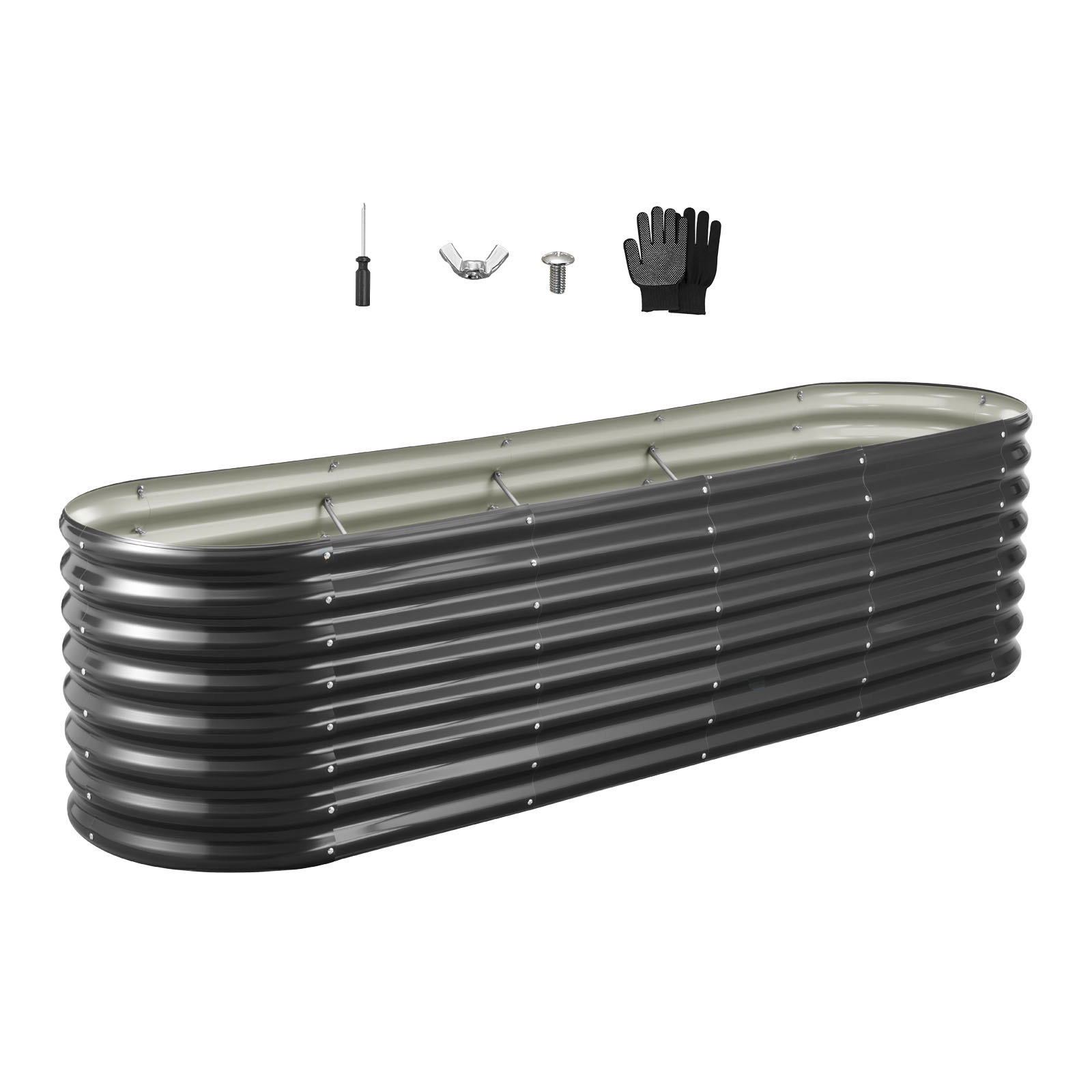HONGGE Galvanized Raised Garden Bed Oval Metal Planter Box for Flowers Vegetables