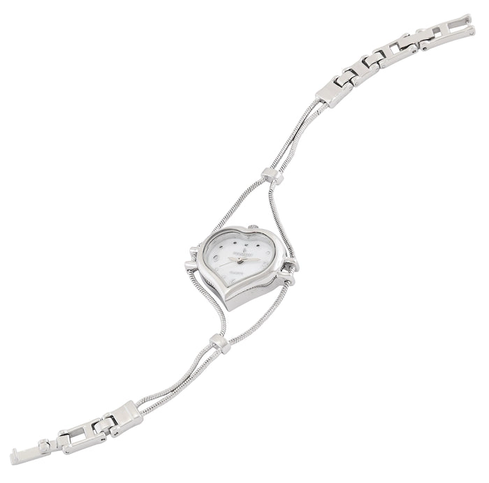 Peugeot Womens Silver Heart Shape Wire Watch with White dial