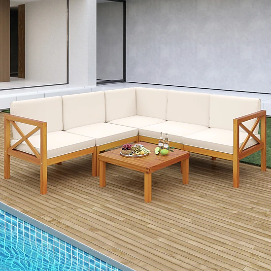 SUGIFT 8-Piece Gray PE Rattan Patio Sectional Set with Storage Box and Glass Table