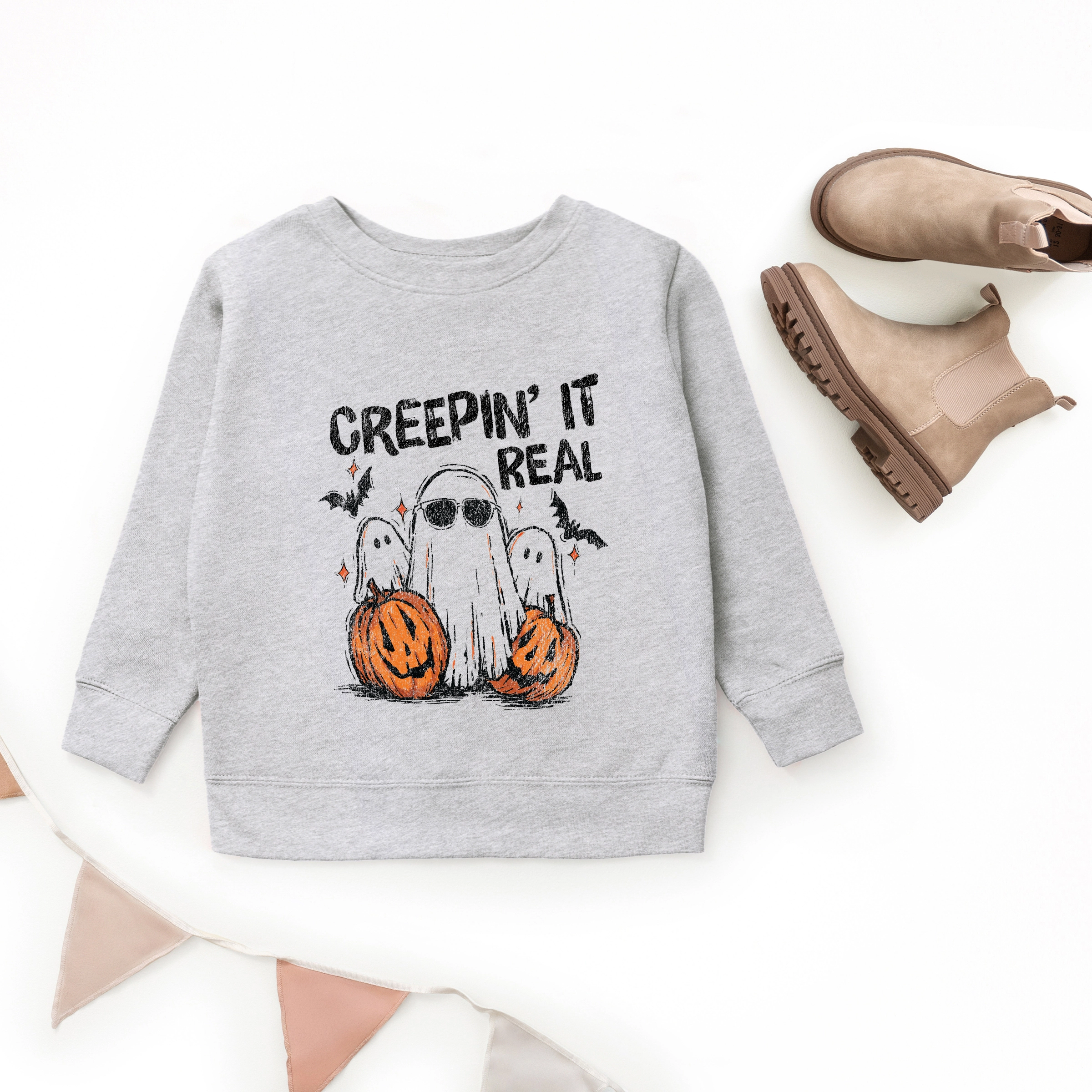 The Juniper Shop - Youth Graphic Sweatshirt Creepin it Real Ghosts