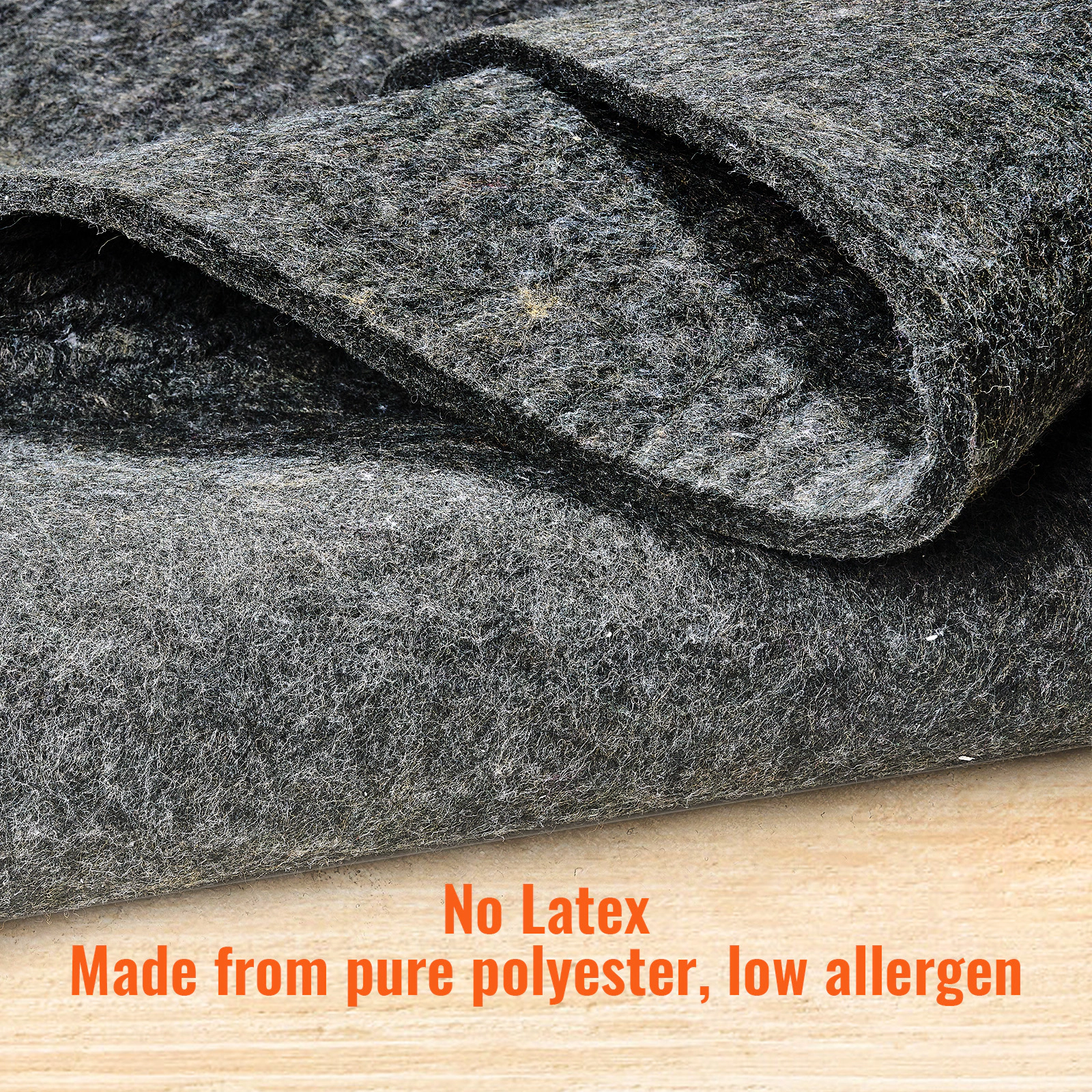 HONGGE Slip Resistant Rug Pad, Protective Cushioning Carpet 1/4 Thick, Dual Surface, Polyester Felt + Latex