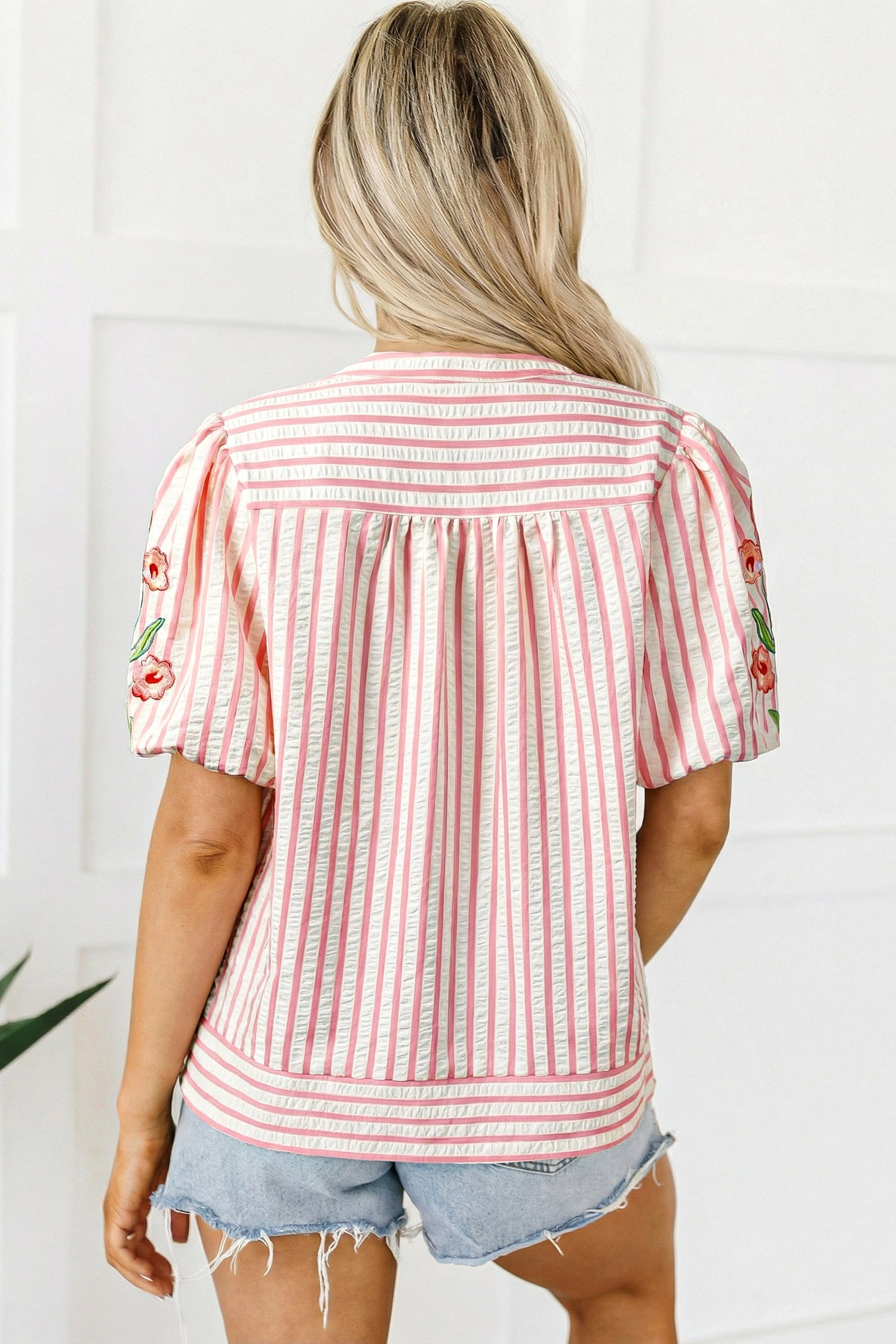 Threaded Pear Imani Embroidered Puff Sleeve Blouse