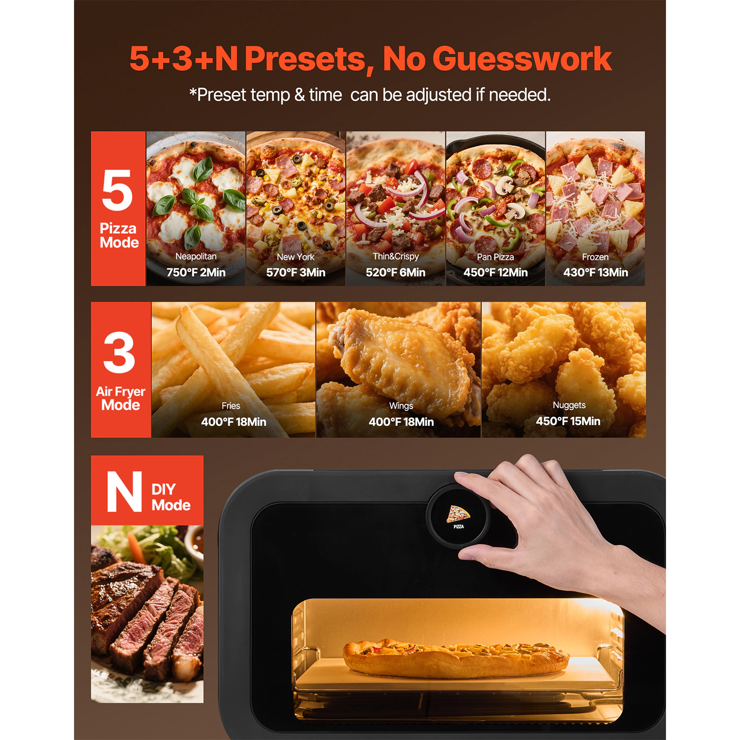 HONGGE Electric Pizza Oven Countertop Maker Stone Indoor Cooker