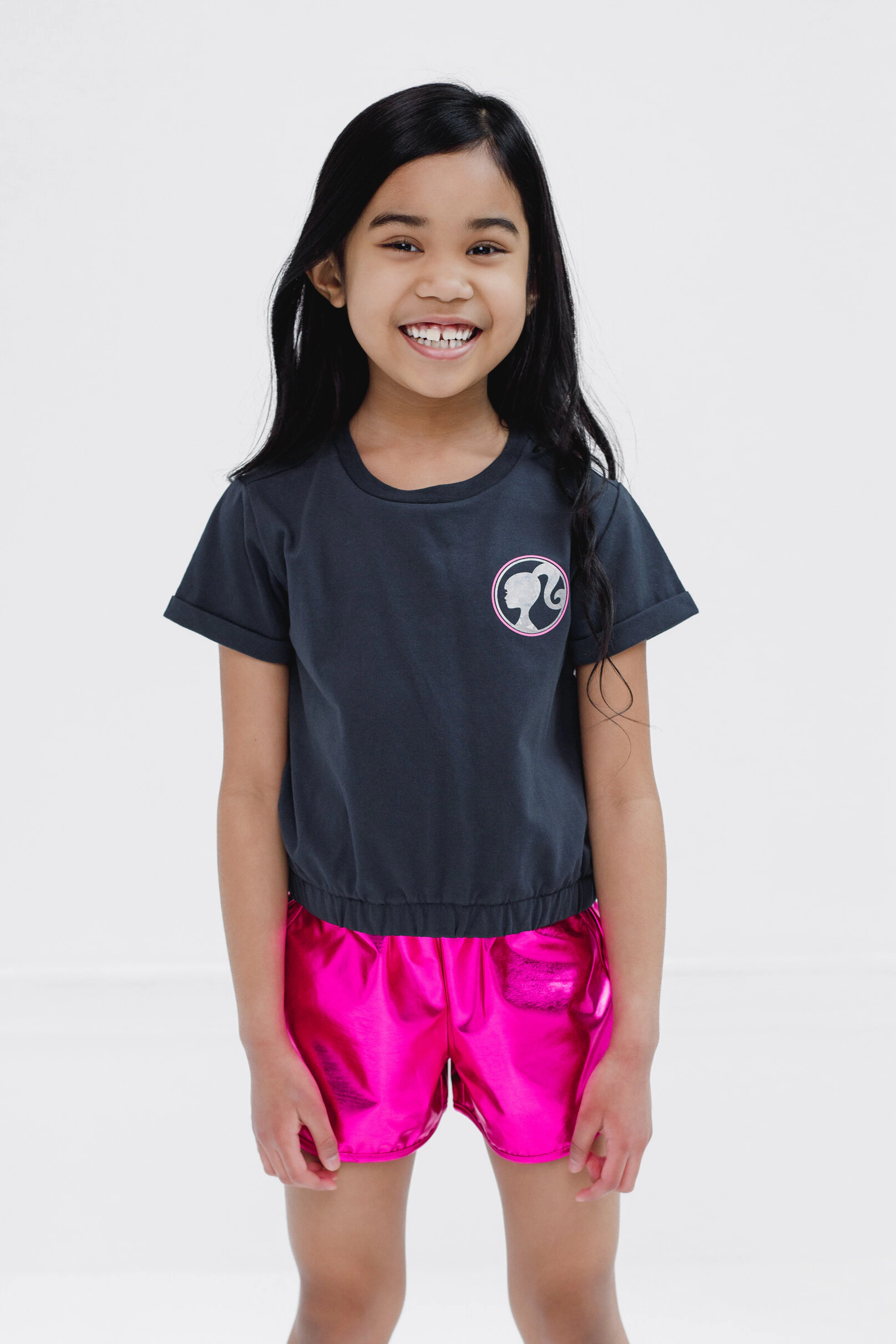 Barbie Girls' Cropped T-Shirt and Dolphin Shorts Set