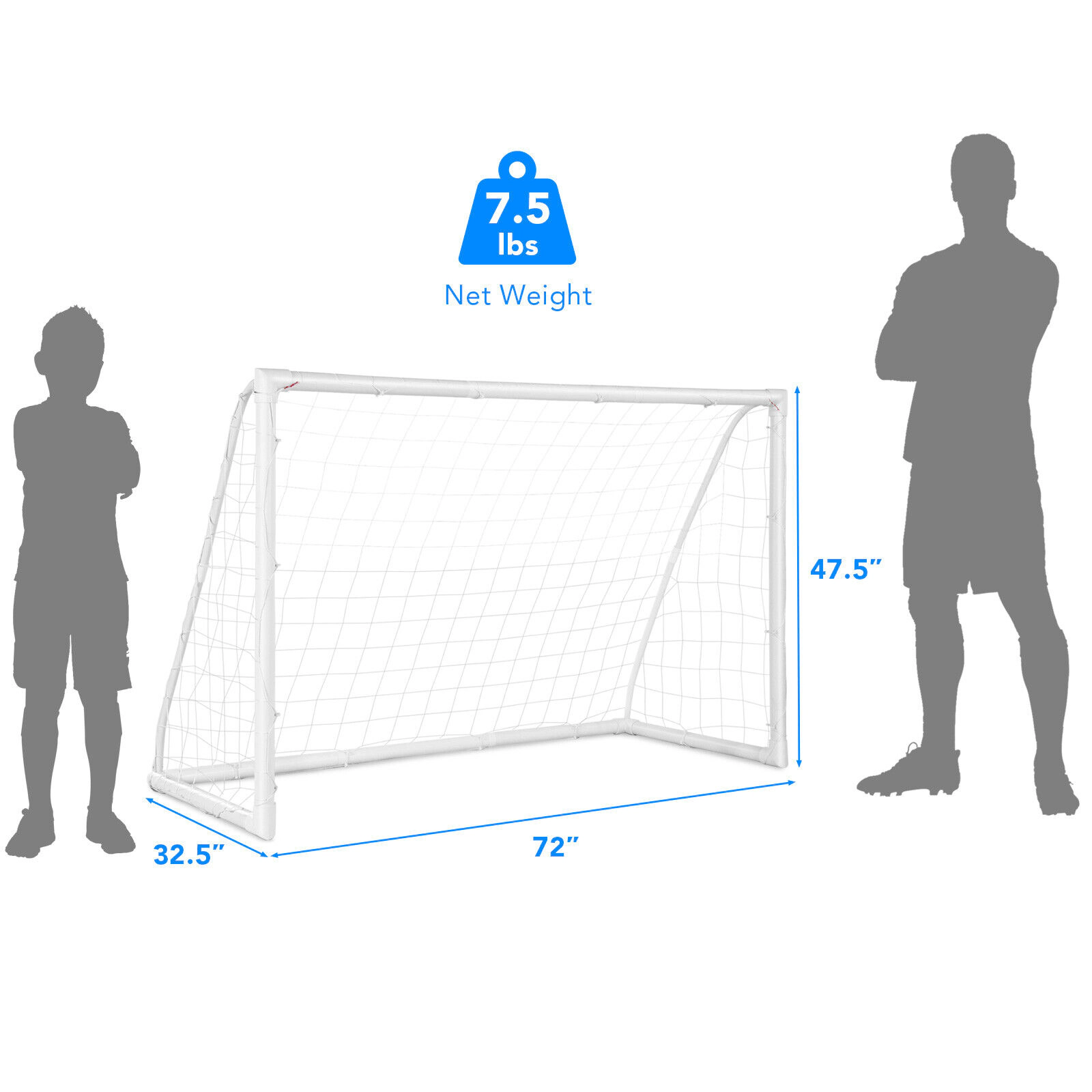 SUGIFT 6-ft x 4-ft UPVC Frame Soccer Goal with 6 Ground Pegs Waterproof PE Net and Triangular Bracing