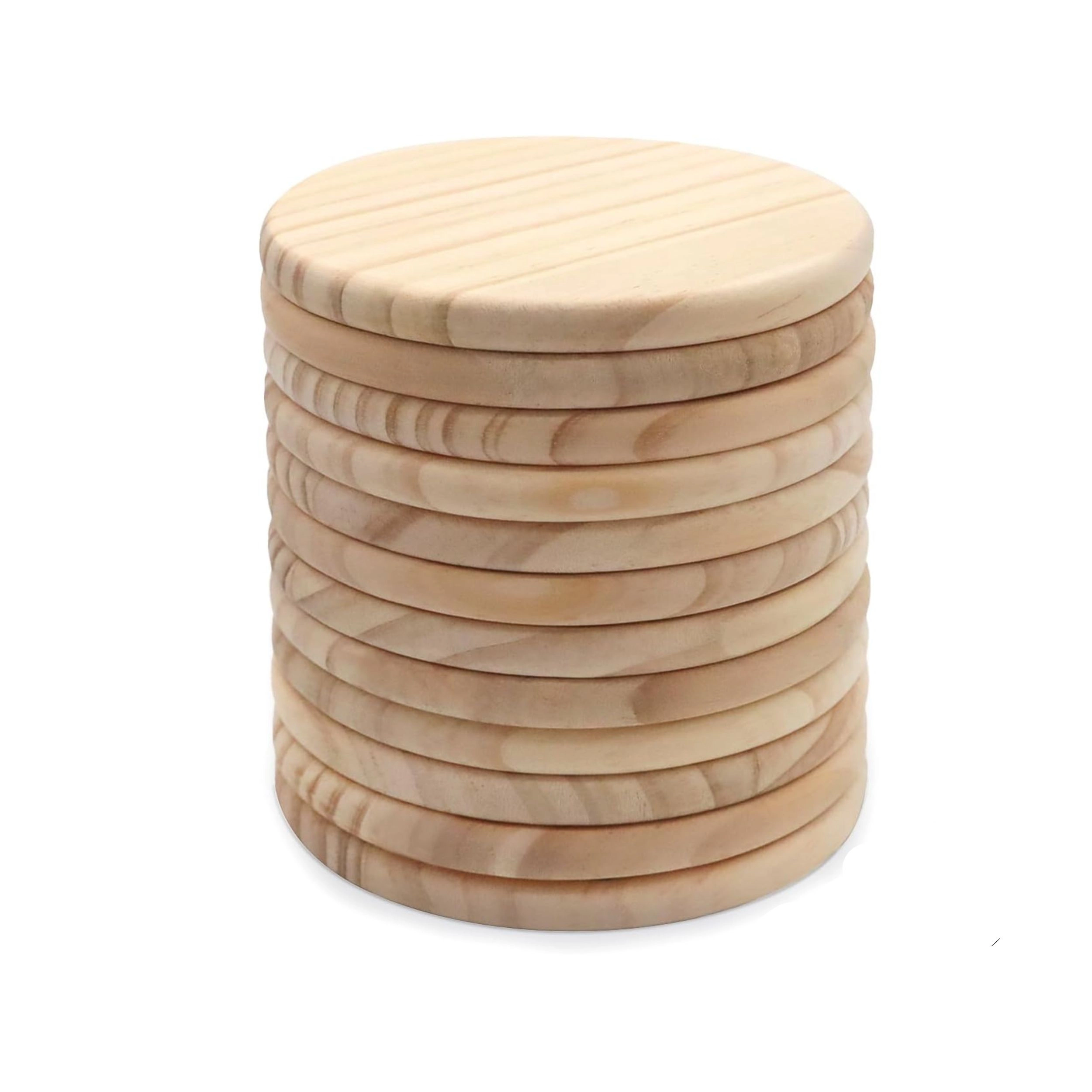Stock Preferred Unfinished Wood Coasters with Non Slip Pads for Crafts 4 Inch