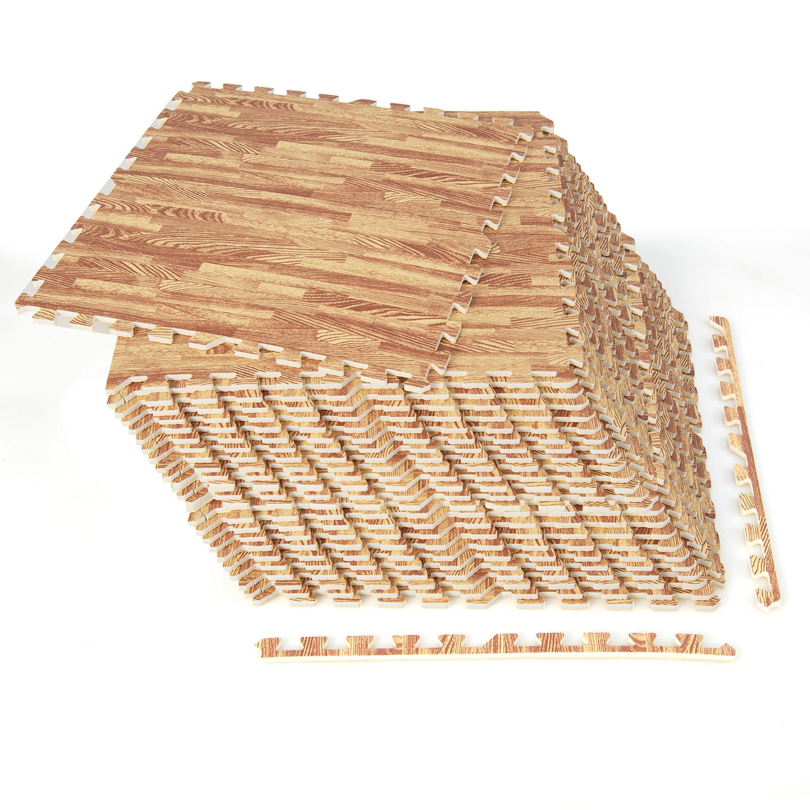 SlickBlue Brown Square EVA Foam Floor Mat Tiles with Borders