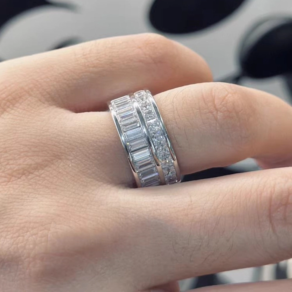 Elegant Double Row Drilling Ring for Women Wedding Band Ring