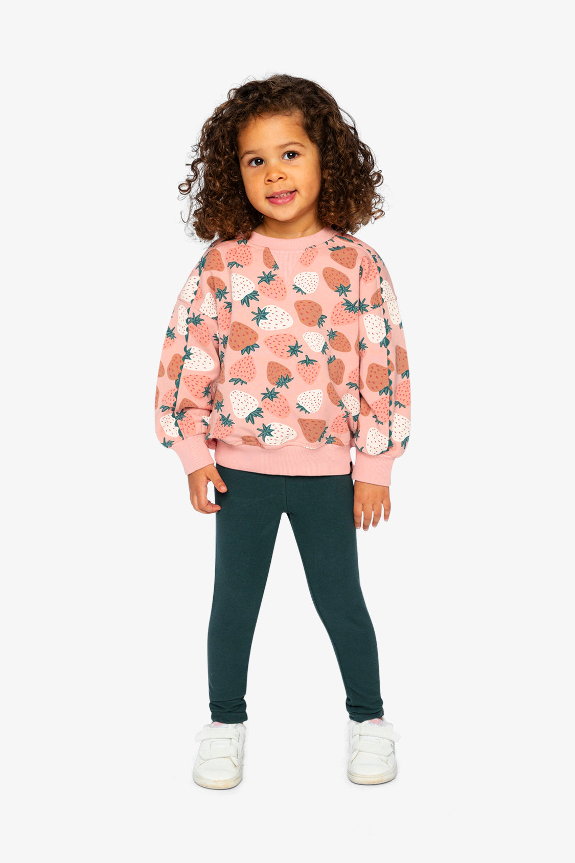 Deux par Girls Strawberry Print Balloon Sleeve Sweatshirt