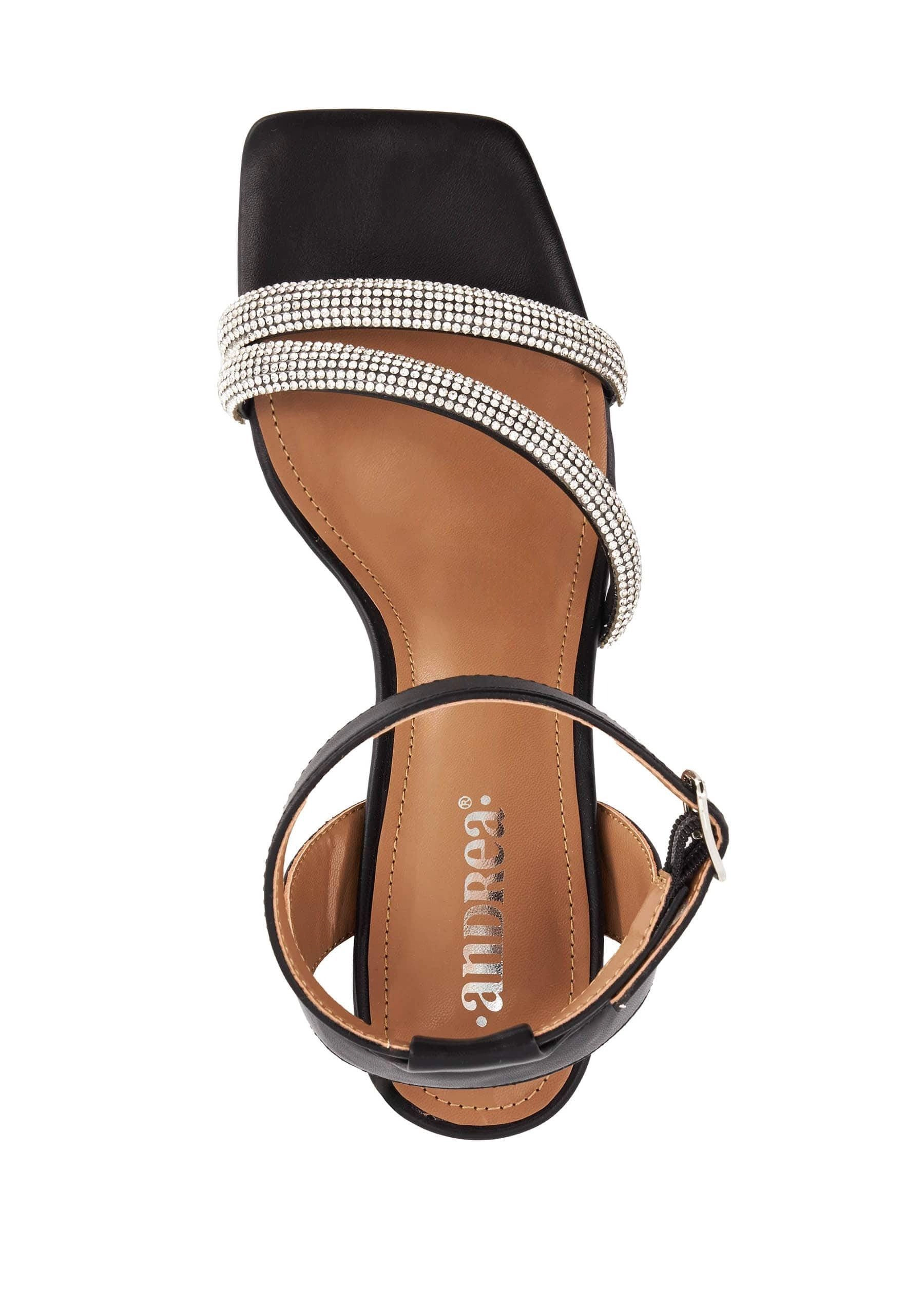 Andrea Exclusive High Heels Sandals With Rhinestones Straps