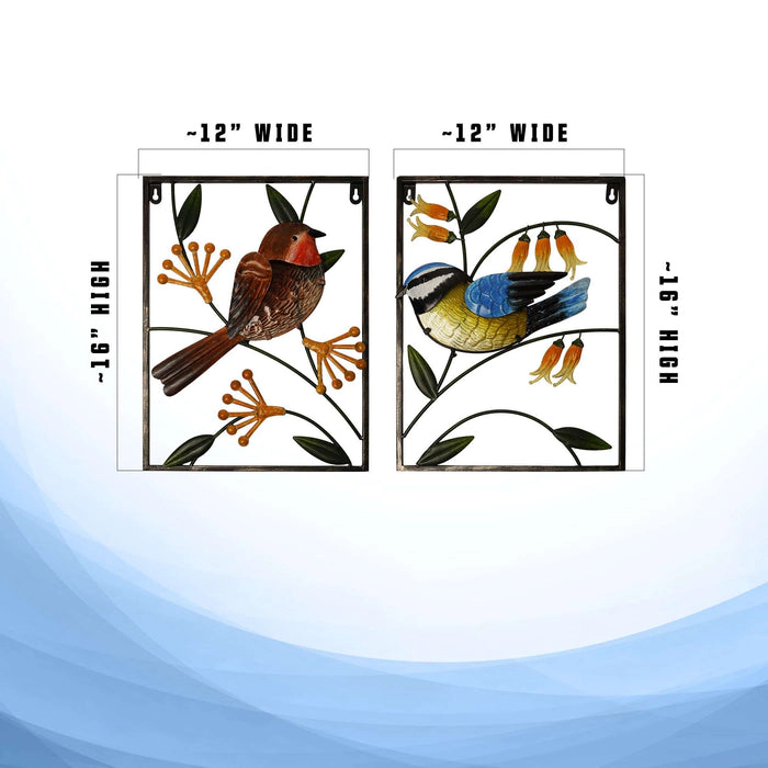 G128 Robin and Bluebird Metal Wall Art Set