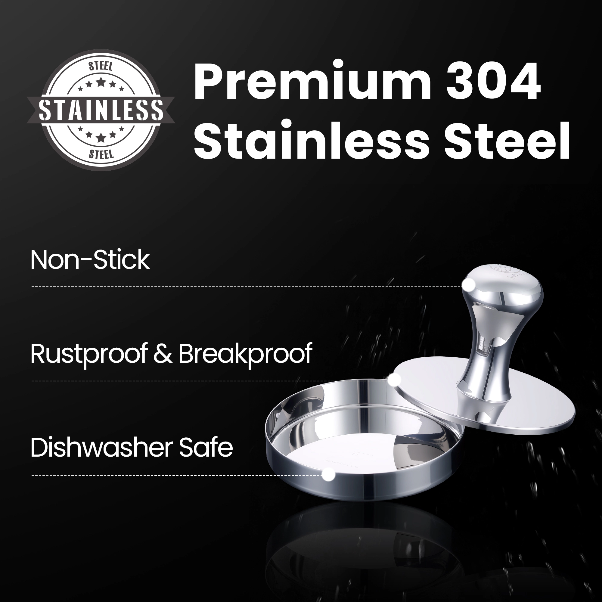Gourmet Easy 2-IN-1 Smash Burger Press & Patty Maker, Stainless Steel Hamburger Helper, Bonus Patty Liner